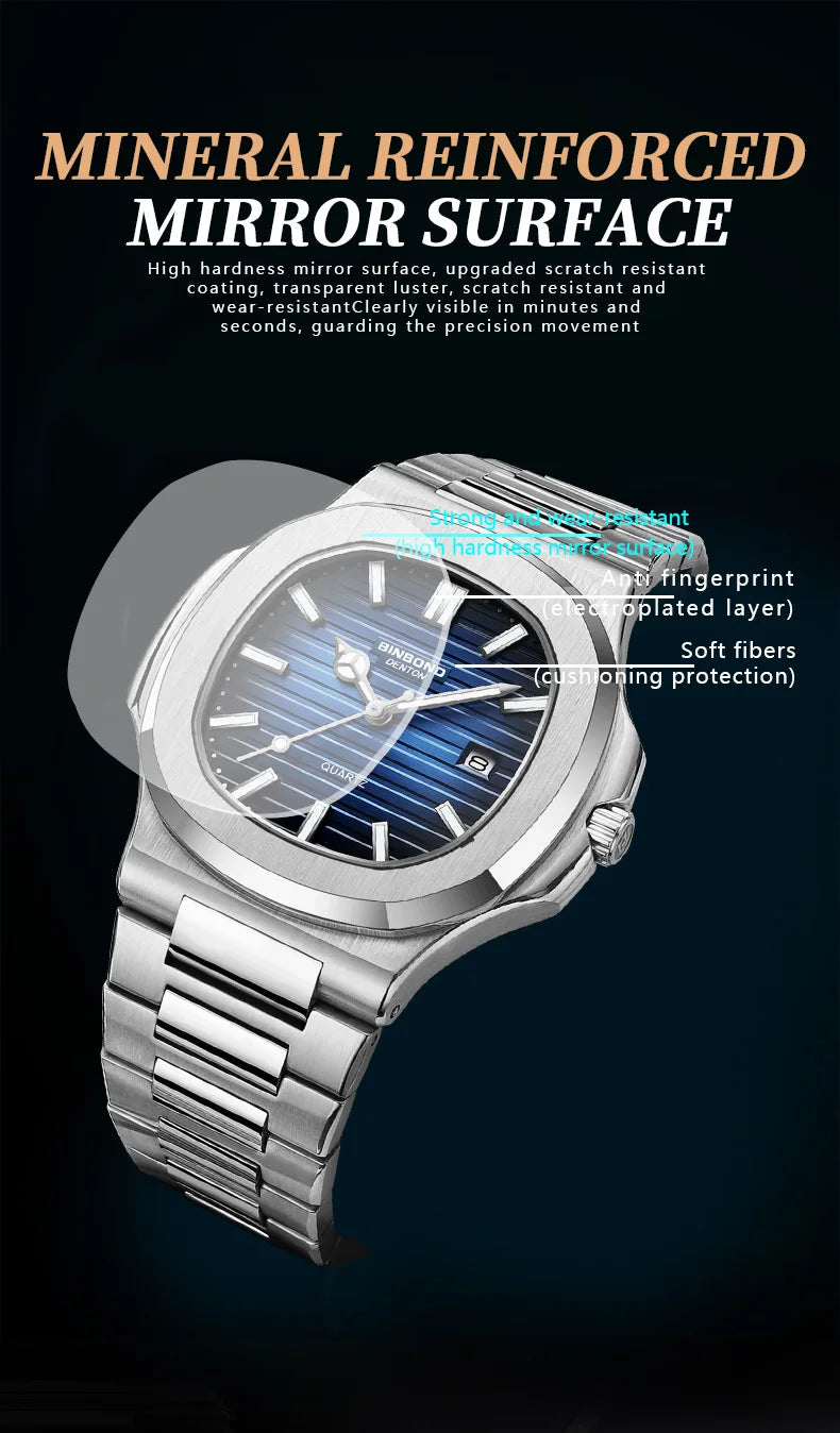 Classic Retro Brand Men Watch Business Steel Belt Calendar Luminous Waterproof Square Male Clock Fashion Quartz Watches gift