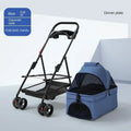 Suitable for dogs and cats to use outdoors. Foldable pet stroller, four-wheel dog travel cart, with storage basket