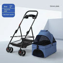 Suitable for dogs and cats to use outdoors. Foldable pet stroller, four-wheel dog travel cart, with storage basket