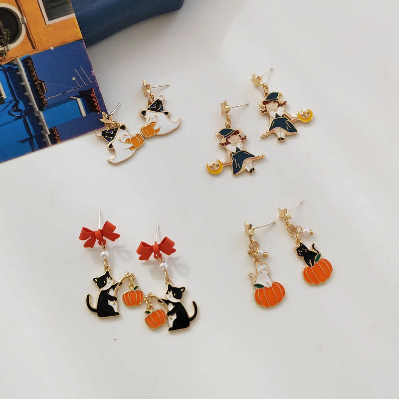 Mihan Cute Jewelry Animal Earrings Halloween Party Gifts 925 Silver Needle Lovely Design Pumpkin Earrings For Women Girl