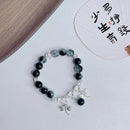 Lovely Women Hand Bracelets Butterfly Heart Bell Tassel Lock Ice Cracked Beaded Glass Beads Stretch Bangle Student Jewelry 1164