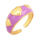 Heart Enamel Ring, Neon Pink Orange Turquoise Blue Pendant Oil Dropped, Sweet Romantic Party Jewelry Wholesale P33