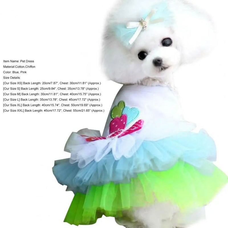 Pet Dress Love-hearts Pattern Skirt Gradient Colour Cotton Summer Pet Dog Princess Skirt Wedding Dress For Walking Party Clothes