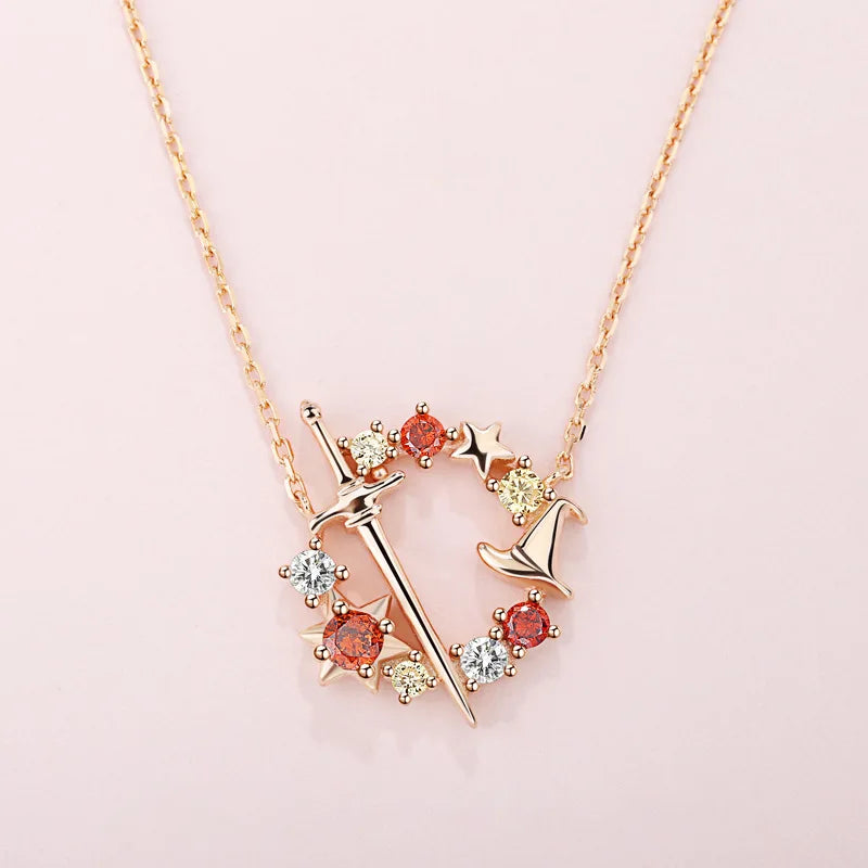 S925 Sterling Silver Wizard Sorting Hat, Philosopher's Stone Necklace, Earrings, Studs, Clavicle Chain, Gift Simple