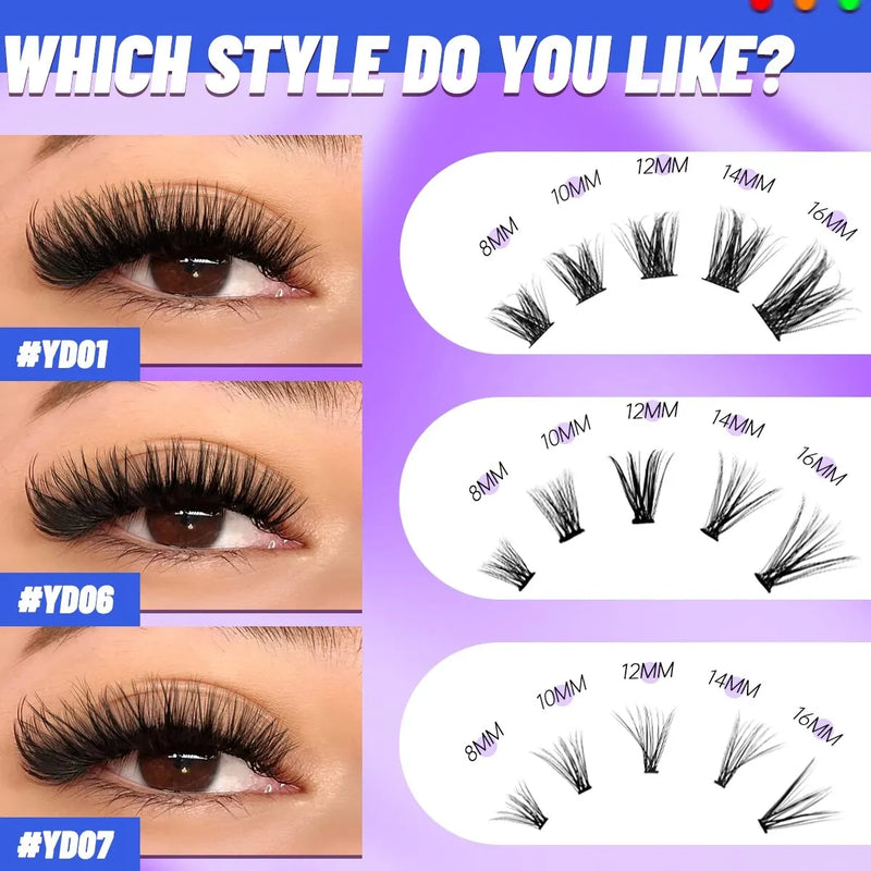 Cluster Lashes Mixed Tray Individual Eyelashes 3D Volume Eye Lashes Soft Natural Lashes Makeup Tools