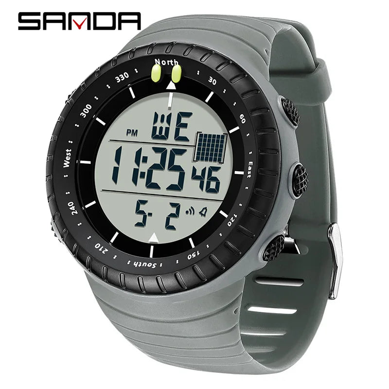 SANDA Men's Electronic Watch Outdoor Sports LED Analog Digital Alarm Clock Chronograph Multifunction Waterproof Men's Wristwatch