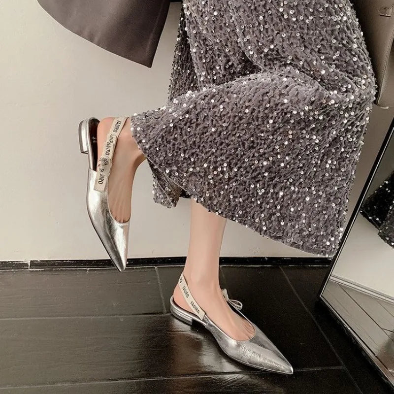 2025 New Fashionable Pointed-toe Buckle Solid Color High-heeled Sandals for Women in Autumn Luxury Shoes