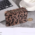 Leopard Print Short Wallet Trend Plush Multi Slot Credit Card Bag Multifunctional Portable Wallet For Outdoor Use