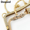 1Pc Deepeel Retro Square Embossed Bag Handles Metal Handmade Sewing Brackets Kiss Clasp Handbag Purse Frame Handle Accessories
