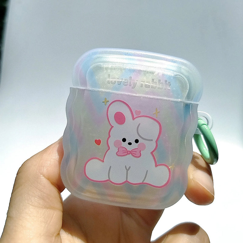 Cute Cartoon Wave Lovers Cover For Apple Airpods Pro 2nd Fashion Smile Heart Earphone Protector Cases for Airpods 1 2 3 Keyring