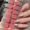 16Tip White Pink Full Cover Nail Sticker Self-Adhesive Simple Gradient Effect Full Nail Wraps DIY Nail Art Making Manicure Autum