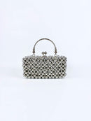 Fairy style silver small bag, women's new square bag, fashionable and high-end handbag, banquet bag