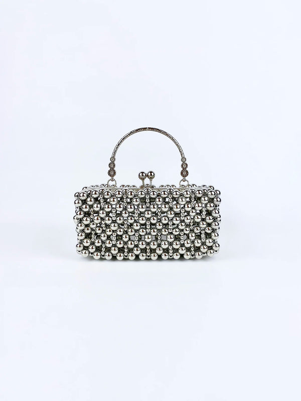 Fairy style silver small bag, women's new square bag, fashionable and high-end handbag, banquet bag