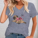 T-shirt Female Cute Dog Printed T-shirt Women V-neck Women's Shirt Dog Lover Shirt Youthful Woman Clothes Women's Clothing Sales