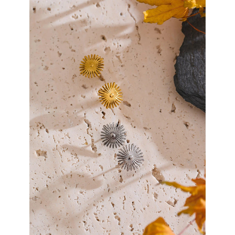 Yhpup 316L Stainless Steel Small Flower Daily Stud Earrings for Women Waterproof Metal Versatile Attractive Jewelry Gift