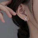 925 Pure Silver Needle Cross Earrings Women's 2024 New High Quality Zircon Earrings Girl Ear Rings Jewelry Earrings for Women