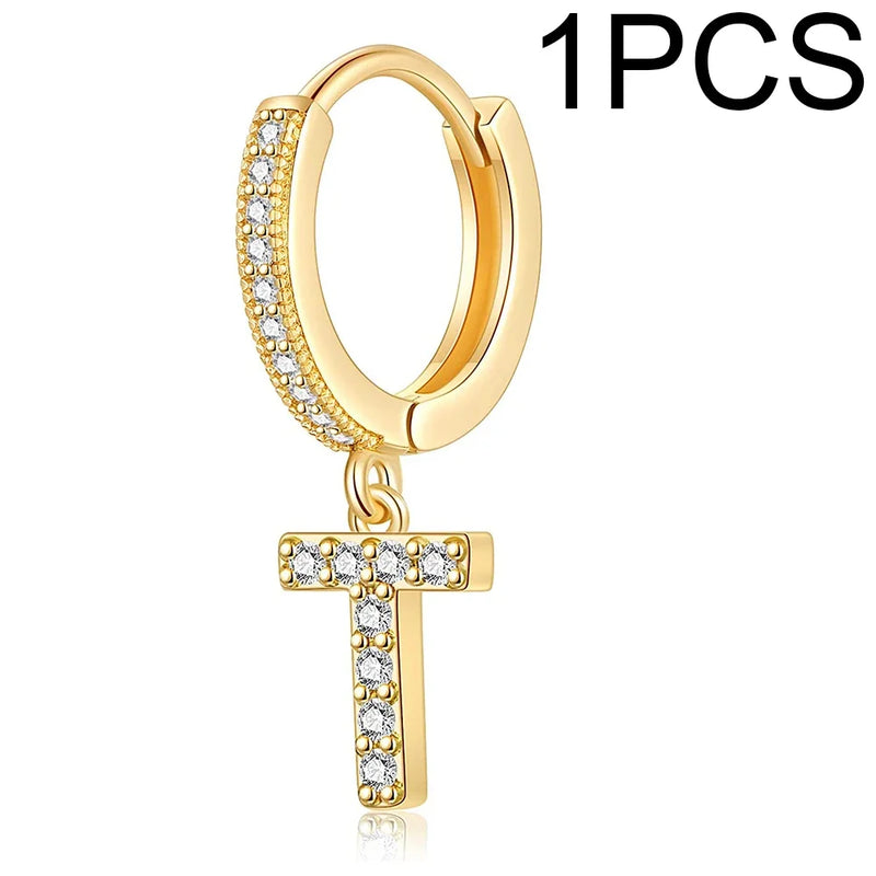 A-Z Letters Initial pendant earrings Hoop Earrings men Golden Color Jewelry Earring Aretes Alphabet name earrings women 1pcs