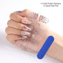 Gel Nail Stickers Lacquer Strips Full Cover Adhesive Slider Wraps With Line Foil Design Sanding File Nail Art Accessories LAJX22