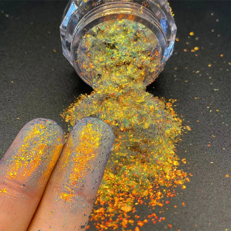 1Jar Aurora Chameleon Snowflake Ultra-Thin Iridescent Nail Sequins Holographic Opal EyeShadow Ice Glitter Nail Chameleon Flakes