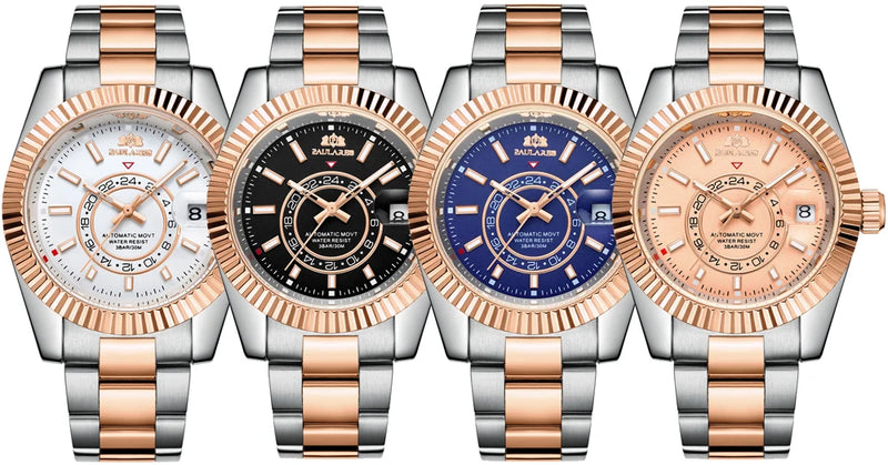 Automatic Watch for Men Mechanical Movement Stainless Steel Rose Gold Blue Luxury Sky 40mm Reloj Hombre Baratos