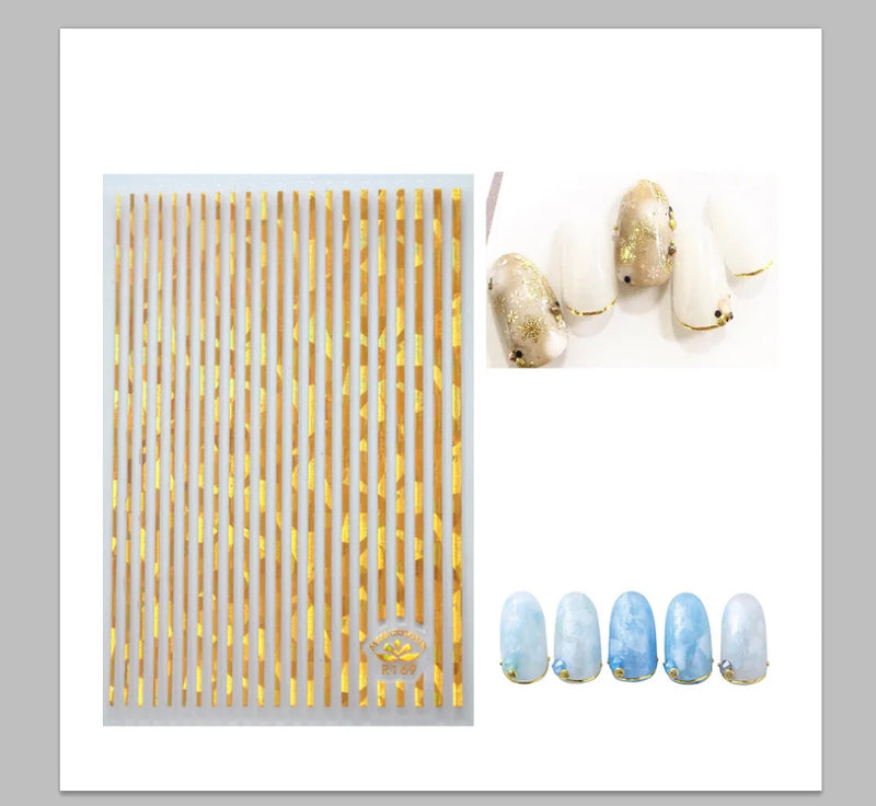 1 Pc Nail Strip Stickers Black/Gold/Rose Gold/Silver Metal Strip Tape Nail Art Adhesive DIY Foil Tips Nail Sticker Decals NK11