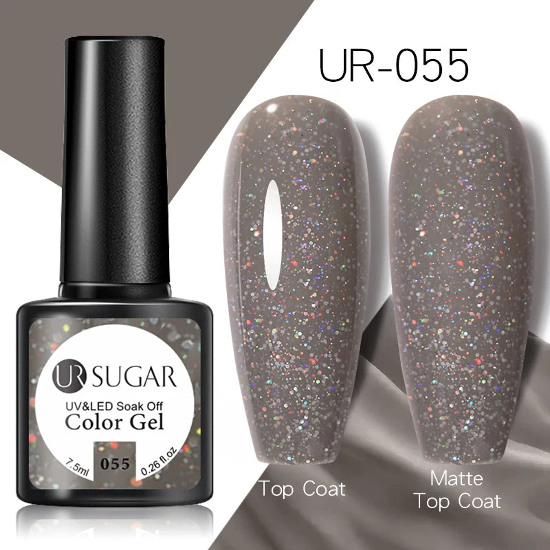 UR SUGAR - Esmalte de uñas en gel semipermanente rosa nude con purpurina, color sólido, 7,5 ml, para manicura semipermanente UV LED
