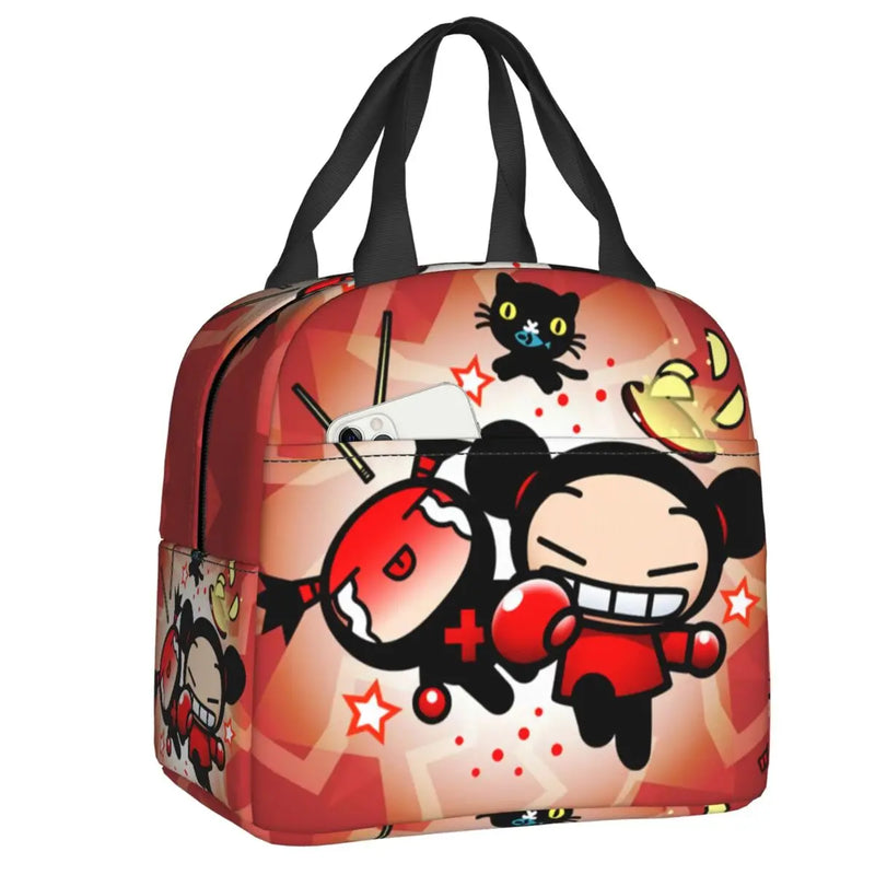 Cartoon Anime Pucca Lunch Bag Women Cooler Warm Thermal Insulated Lunch Box for Work School Office Picnic Food Tote Bags