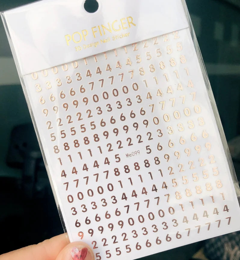 Newest Black Numbers English Letter Design 3d Self Adhesive Decal Slider DIY Decoration Manicure Tools Nail Sticker Accessories