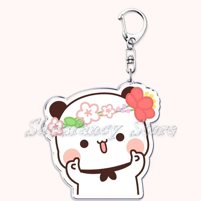 Llavero con diseño de Bubu Dudu, pareja de enamorados, oso panda, accesorios para bolso, colgante, joyería, regalos para amantes.