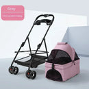 Suitable for dogs and cats to use outdoors. Foldable pet stroller, four-wheel dog travel cart, with storage basket