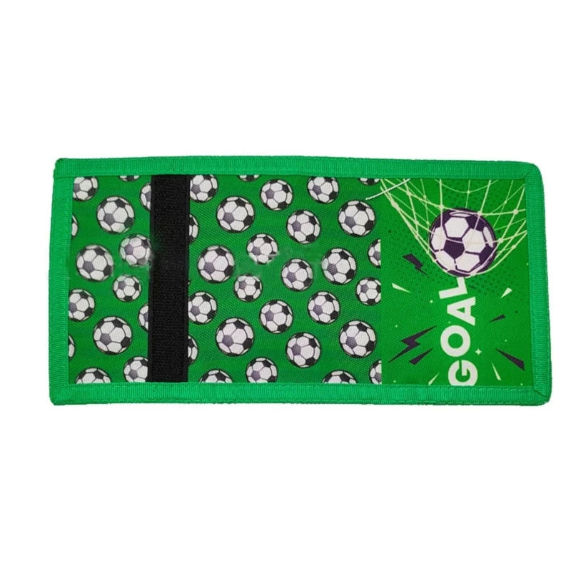 Kids Wallet for Boy Sports Football Soccer Pattern Trifold Wallet wtih Lanyard Zippered Coin Pocket and Card Holder