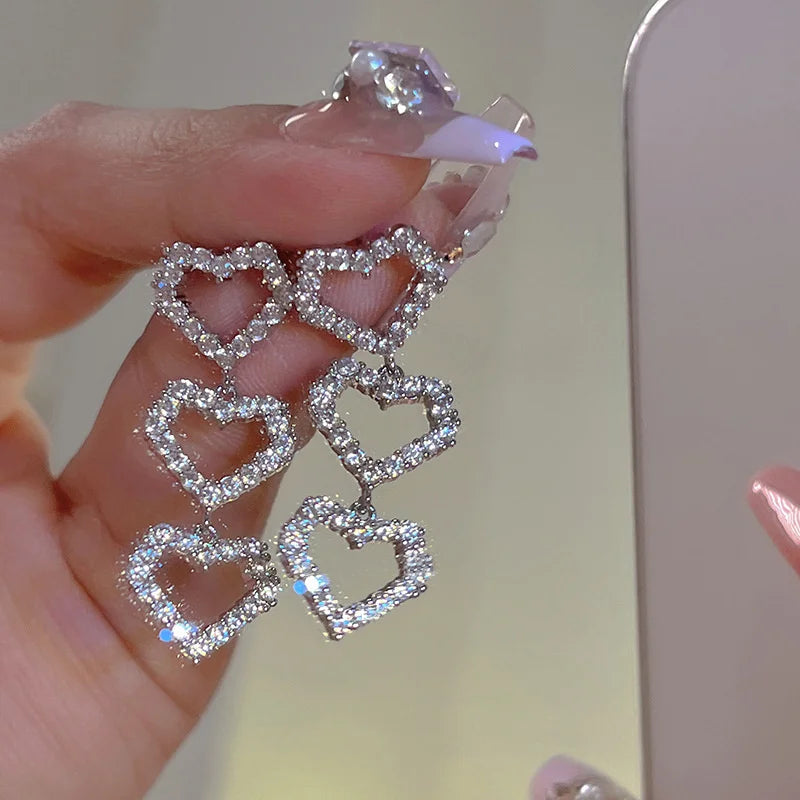 Barbie Powder Heart Earrings Dopamine Girl Sweet Acrylic Three-Layer Love Pendant Earring For Women Korean Fashion Party Jewelry