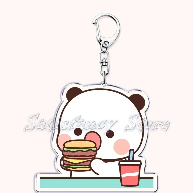 Llavero con diseño de Bubu Dudu, pareja de enamorados, oso panda, accesorios para bolso, colgante, joyería, regalos para amantes.