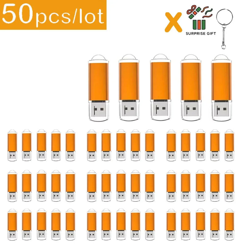 50Pcs/lot USB 2.0 Flash Drive 128MB 1GB2GB 4GB 8GB Pen Drive 16GB Pendrive 32GB USB Stick 64GB Memory Flash Disk Free Laser Logo