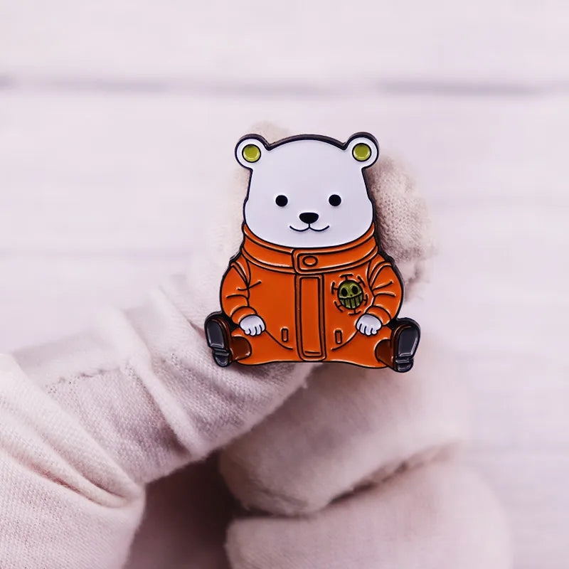One X Piece Cartoon White Polar Bear Bepo Enamel Lapel Pin Pirate Anime Badge Brooch Hat Backpack Decoration Jewelry Accessories