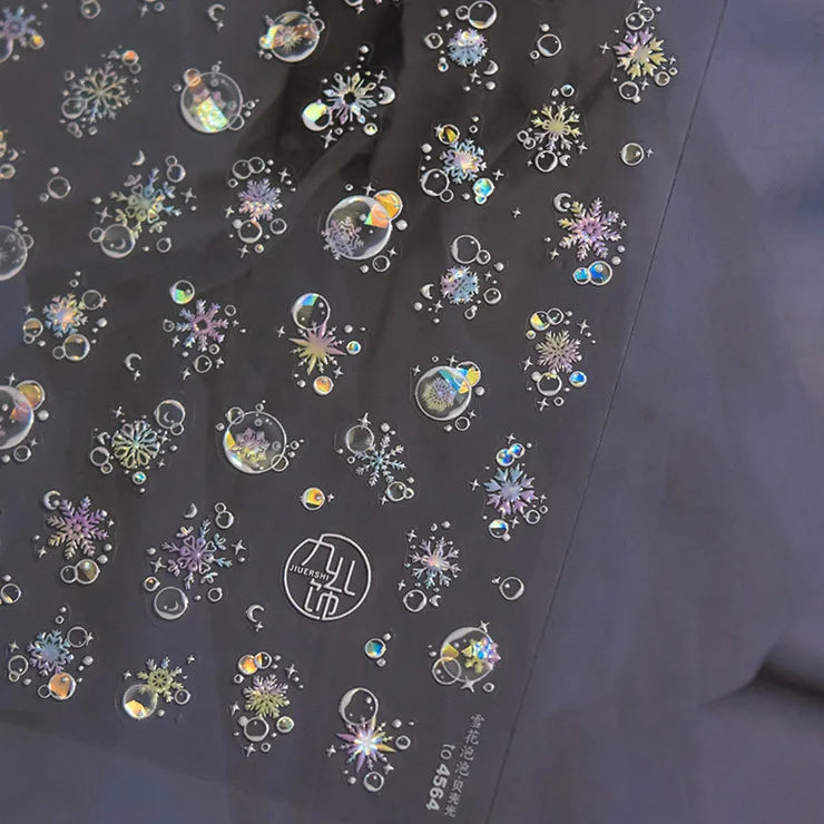 1Pcs Luxury Gold Christmas Nail Decorations Stickers Press on Nails 5D Laser Snowflake Christmas Tree Nail Art Sticker Decal DIY