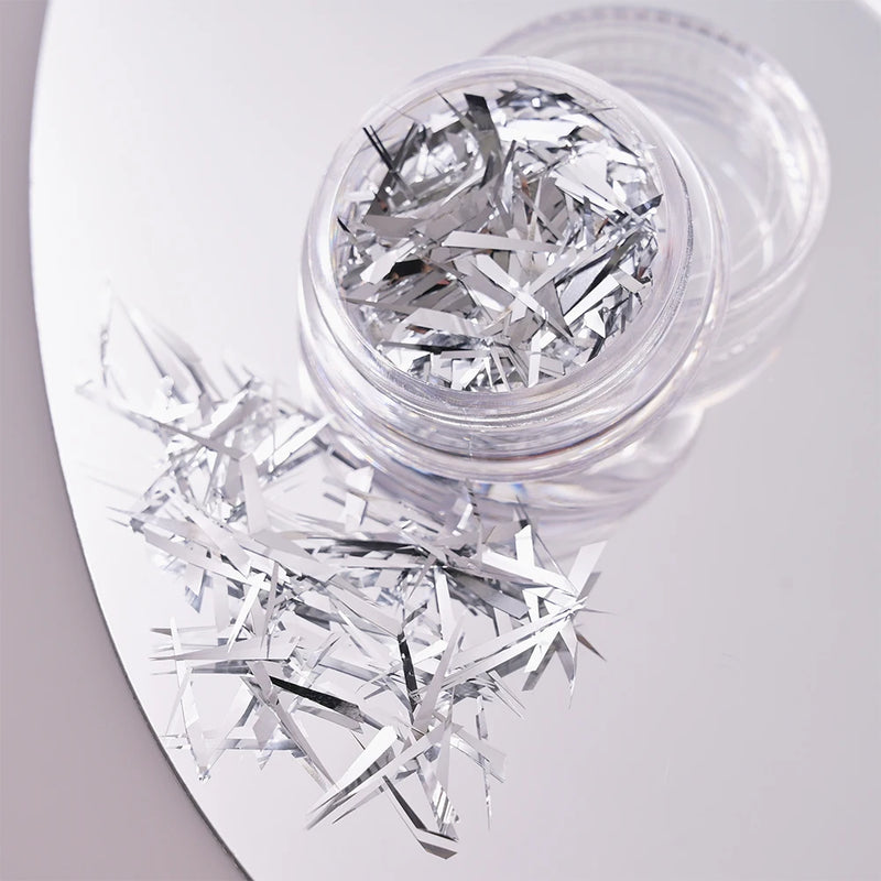 11pcs Aurora Glass Ice Cube Nail Foil Sticker 3D Glass Paper Nail Film Decals Rainbow Reflective Korean Style Nail Stickers