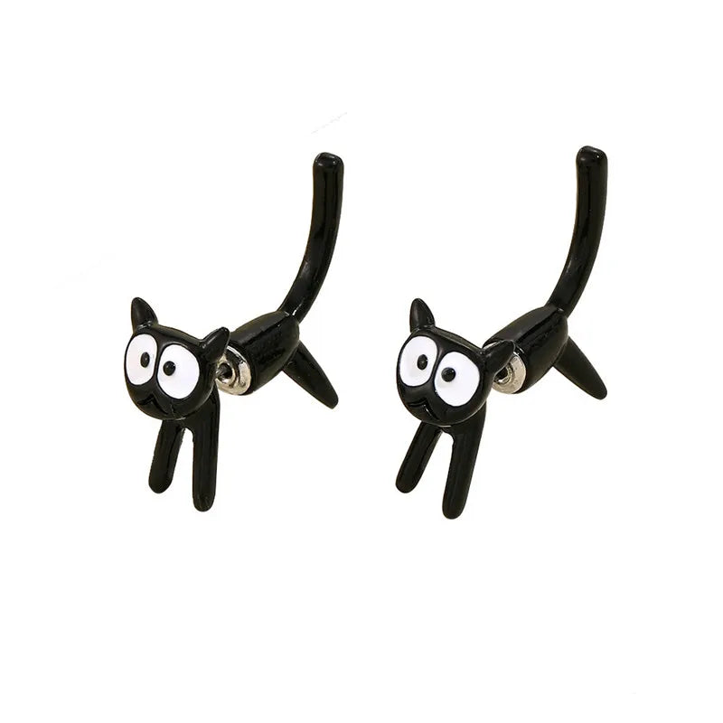 New Funny Small Black Cat Earring for Women Girl Fashion Cute Animal Kitten Earrings Fashion Party Festival Piercing Jewelry