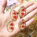 12Pcs Oval Pressed Flat Epoxy Real Dried Flower Resin Charms Hibiscus Plum Daisy Rose Petal Pendant for Jewelry Making Findings