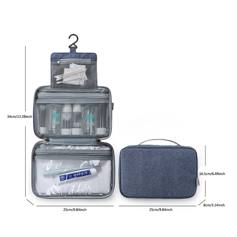 Waterproof Folding Handbag Large Hanging Hook Toiletry Bag Travel Makeup Cosmetic Razor Storage Organizer Case Bathroom Supplies