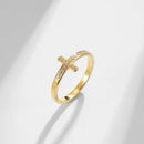 Stainless Steel "Faith Hope Love" Engraved Pave CZ Cross Ring Wedding Band for Women Men Size 5-10