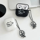 Cartoon Cat Lovers Matte Protective Case For AirPods 1/2/3/4 Soft Cute Cover for AirPods Pro 2 Bluetooth Earphone Case Keyring