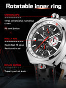 New Luxury Men Watches Multi-functional Sports Chronograph Stainless Steel Case 5ATM Waterproof Quartz Wristwatch Montre Homme