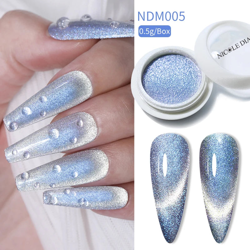Reflective Magnetic Nail Powder Black Blue Chameleon Glitter Dust Metallic Chrome Shiny Pigment Nail Art Manicure Decoration DIY