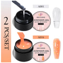 طقم طلاء أظافر 2/3 قطع شفاف أبيض وردي ذهبي لامع سريع البناء جل طلاء أظافر بالأشعة فوق البنفسجية LED غراء أظافر أطراف أظافر طقم تمديد