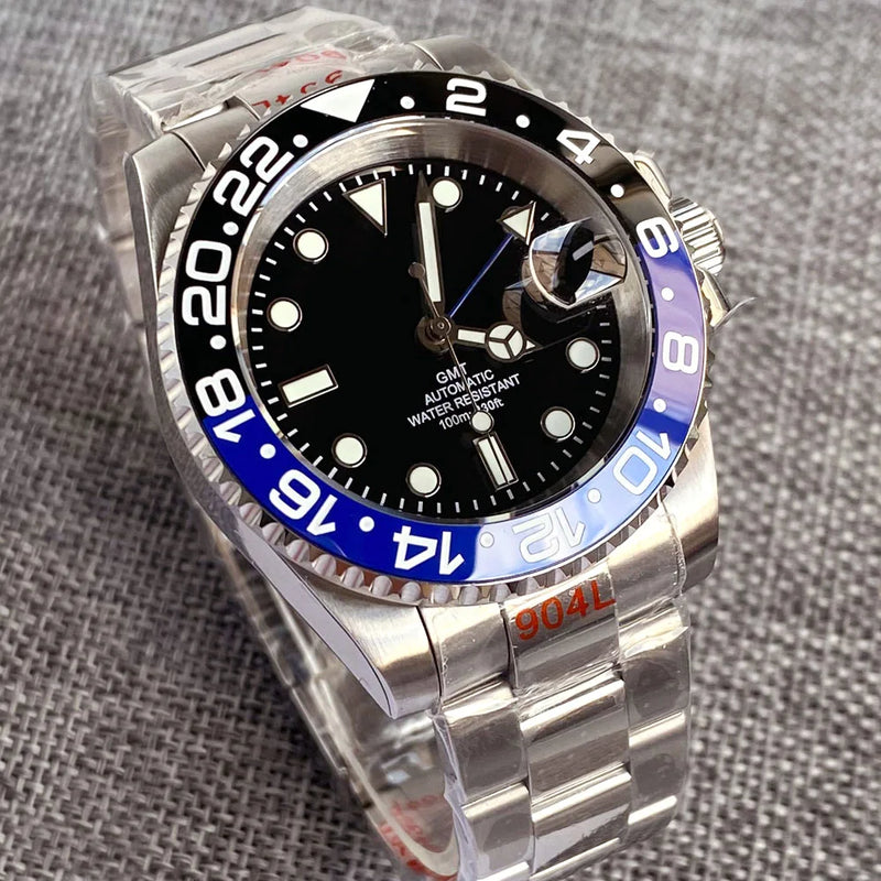 Gold Tow Tone NH34A GMT Movement Diving Watch for Men Automatic Watches Mechanical Swim Jubilee Bracelet 200m Waterproof Date