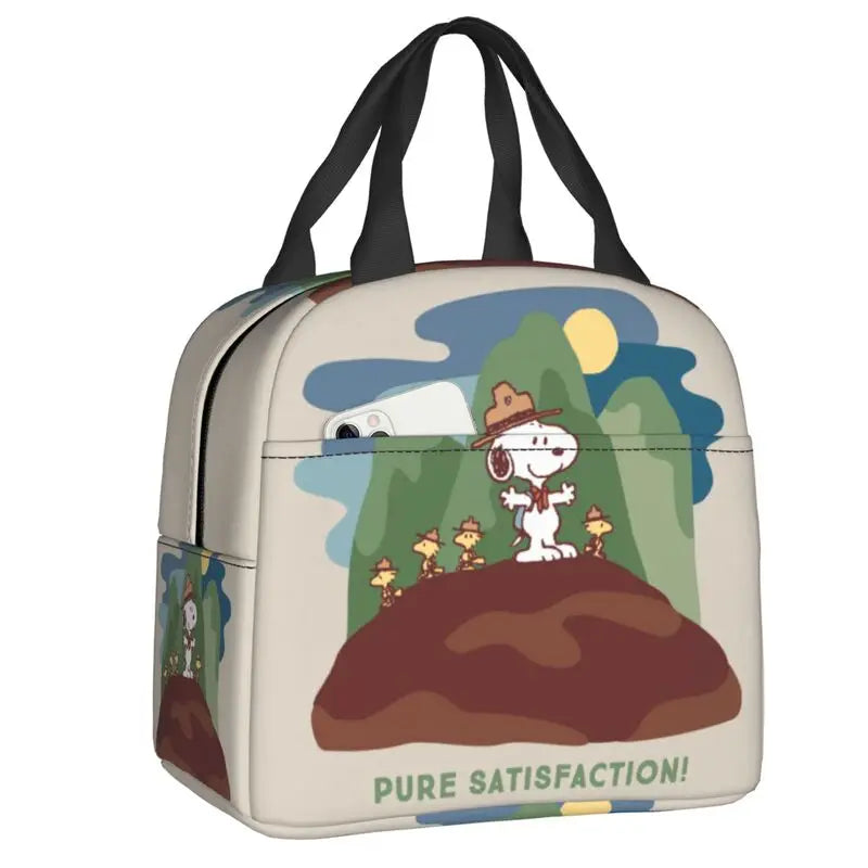 Custom Rock Tees Group Walk Snoopy Lunch Bag Women Cooler Thermal Insulated Lunch Boxes for Kids School