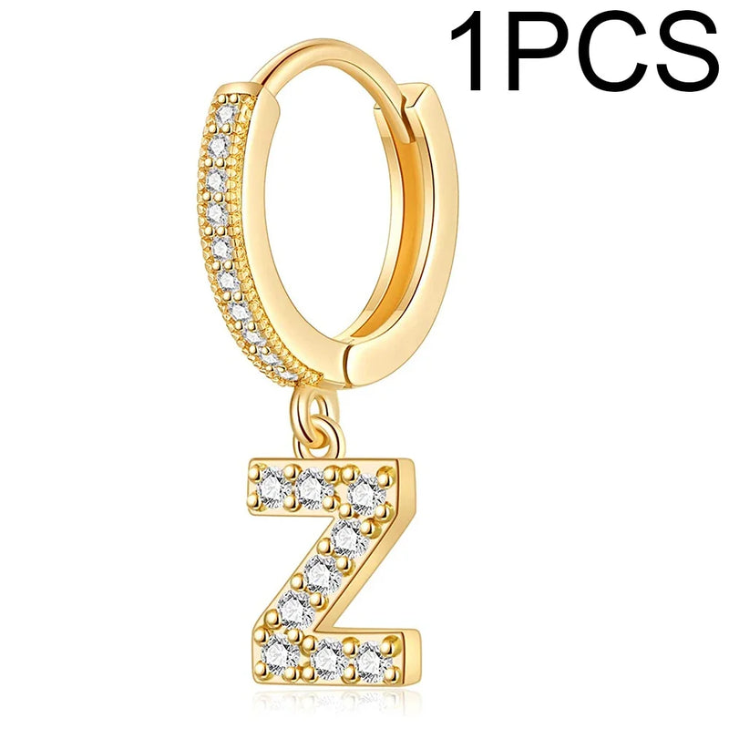 A-Z Letters Initial pendant earrings Hoop Earrings men Golden Color Jewelry Earring Aretes Alphabet name earrings women 1pcs