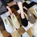 New Luxury Lambwool Moccasins Winter Cotton Shoes Women Warm Plush Loafers Comfy Curly Sheep Fur Flats Woman Large Size
