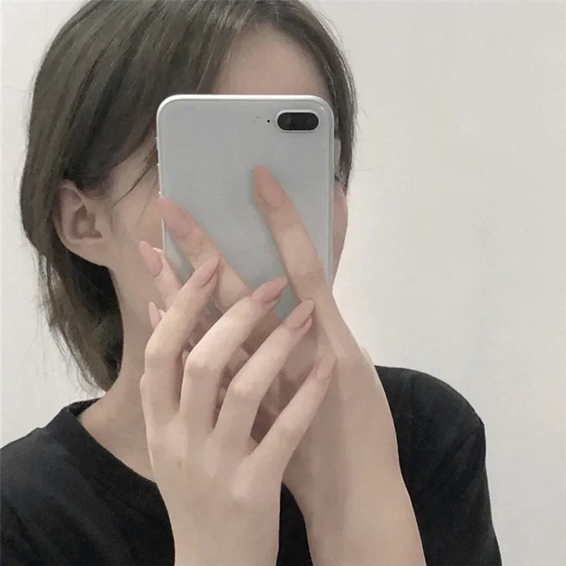 24pcs Wine Red Long Round Coffin Fake Nails With Glue Finished Art Full Cover Artificial Wearing False Nails Press On Nails Set